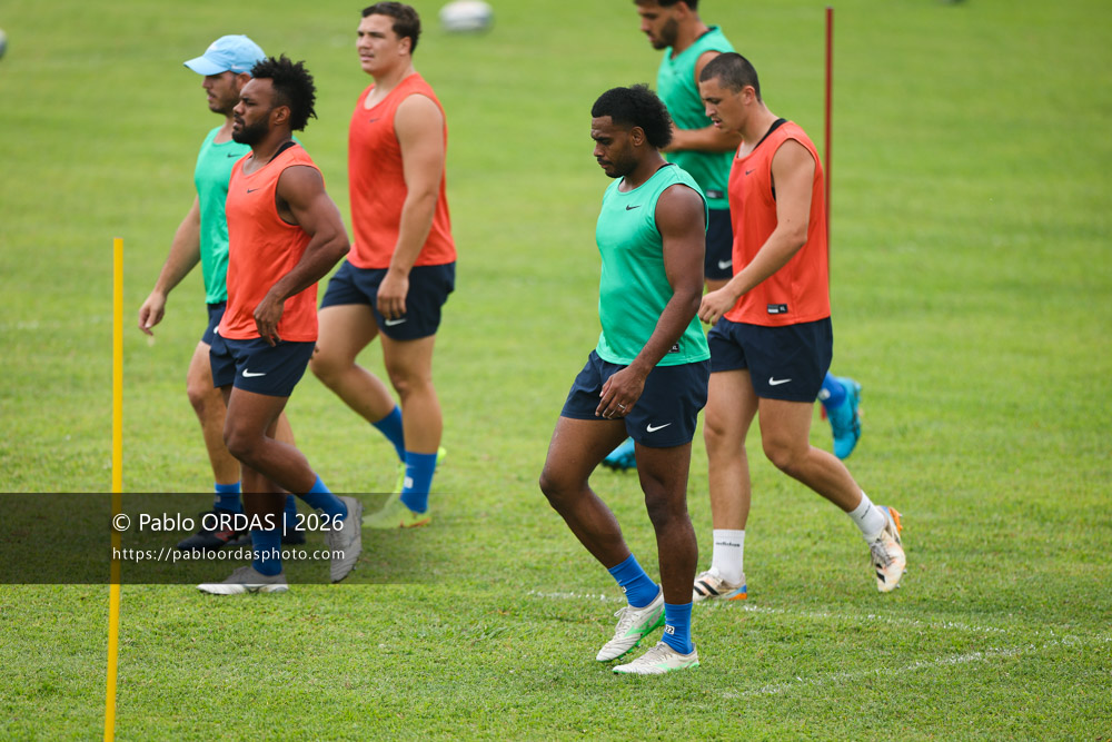 Viliame Tutuvuli, lors d'un entraînement avec l'Aviron bayonnais, le 30 juillet 2026 au stade Jean Dauger de Bayonne, France (Photo Pablo ORDAS)