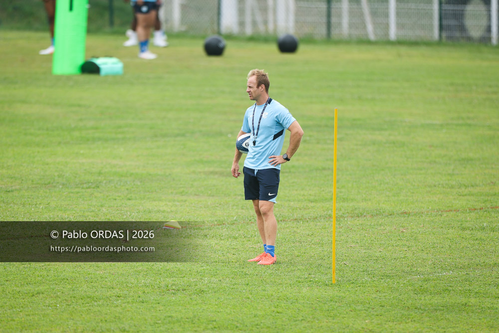 Nick Abendanon, lors d'un entraînement avec l'Aviron bayonnais, le 30 juillet 2026 au stade Jean Dauger de Bayonne, France (Photo Pablo ORDAS)
