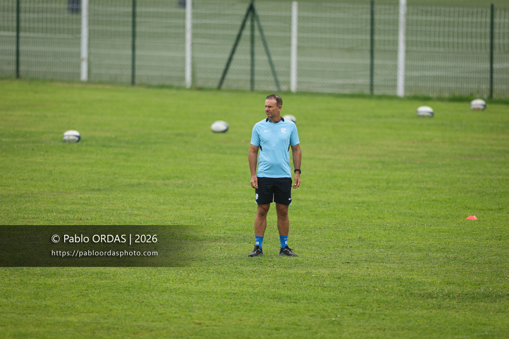 Gerard Fraser, lors d'un entraînement avec l'Aviron bayonnais, le 30 juillet 2026 au stade Jean Dauger de Bayonne, France (Photo Pablo ORDAS)