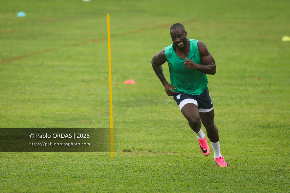 Madosh Tambwe, lors d'un entraînement avec l'Aviron bayonnais, le 30 juillet 2026 au stade Jean Dauger de Bayonne, France (Photo Pablo ORDAS)