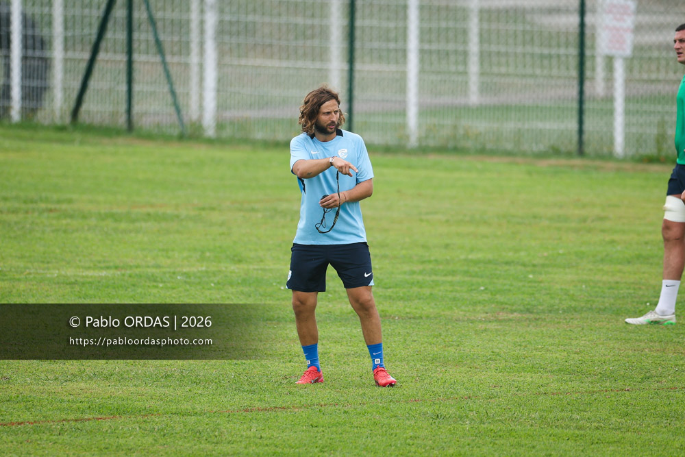 Antoine Kneblewski, lors d'un entraînement avec l'Aviron bayonnais, le 30 juillet 2026 au stade Jean Dauger de Bayonne, France (Photo Pablo ORDAS)