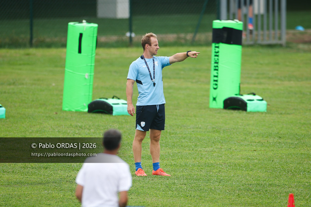 Nick Abendanon, lors d'un entraînement avec l'Aviron bayonnais, le 30 juillet 2026 au stade Jean Dauger de Bayonne, France (Photo Pablo ORDAS)