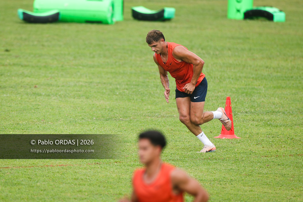 Arnaud Erbinartegaray, lors d'un entraînement avec l'Aviron bayonnais, le 30 juillet 2026 au stade Jean Dauger de Bayonne, France (Photo Pablo ORDAS)