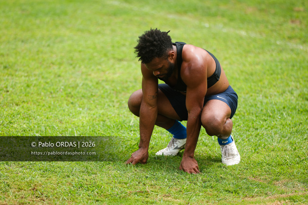 Sireli Maqala, lors d'un entraînement avec l'Aviron bayonnais, le 30 juillet 2026 au stade Jean Dauger de Bayonne, France (Photo Pablo ORDAS)