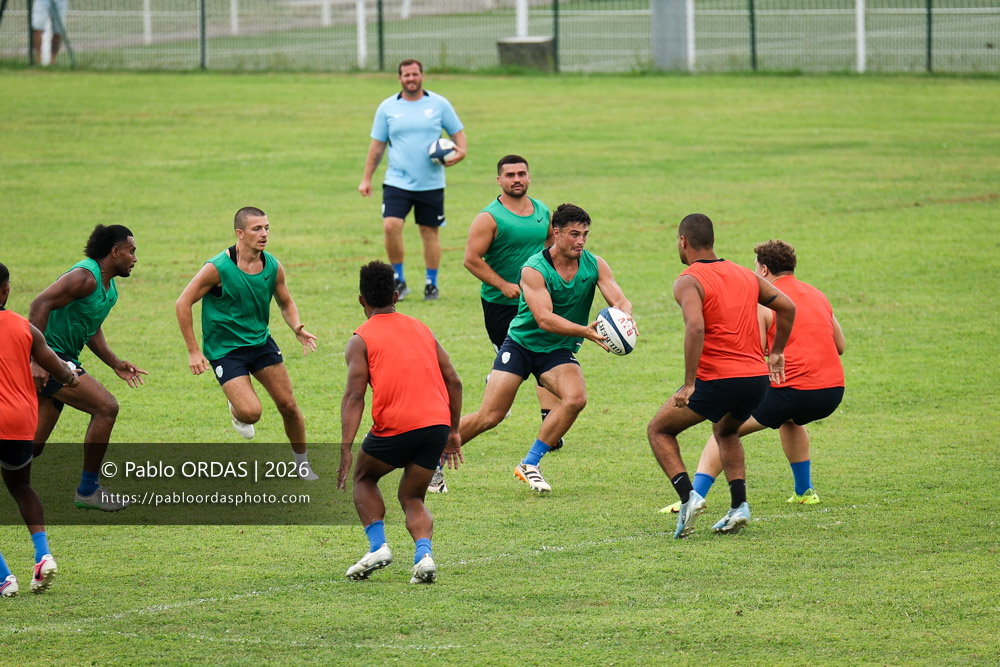 Guillaume Martocq, lors d'un entraînement avec l'Aviron bayonnais, le 30 juillet 2026 au stade Jean Dauger de Bayonne, France (Photo Pablo ORDAS)