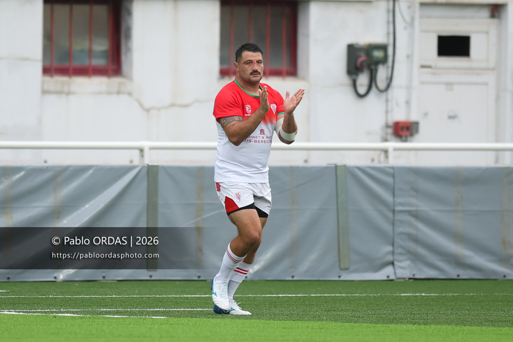 Hugo Pirlet, lors du match amical entre le Biarritz olympique et Perpignan, le 14 août 2026 au stade Aguiléra de Biarritz, France (Photo Pablo ORDAS)