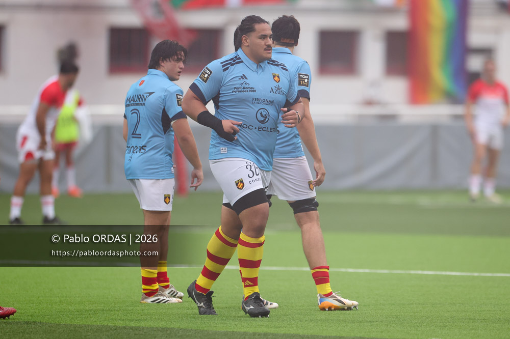 Posolo Tuilagi, lors du match amical entre le Biarritz olympique et Perpignan, le 14 août 2026 au stade Aguiléra de Biarritz, France (Photo Pablo ORDAS)