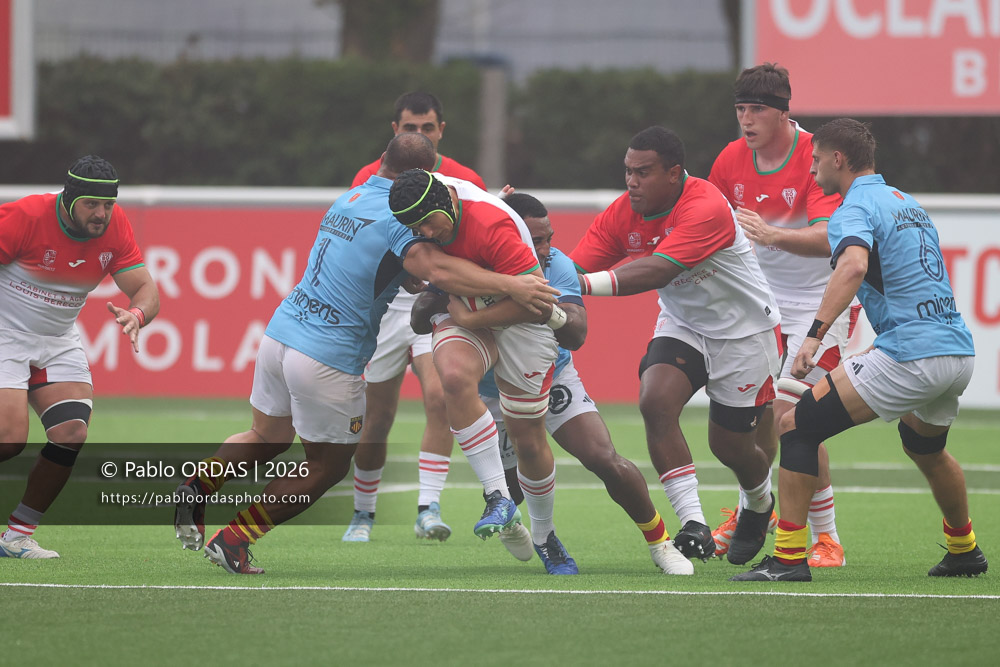 Ekain Imaz Agirre, lors du match amical entre le Biarritz olympique et Perpignan, le 14 août 2026 au stade Aguiléra de Biarritz, France (Photo Pablo ORDAS)