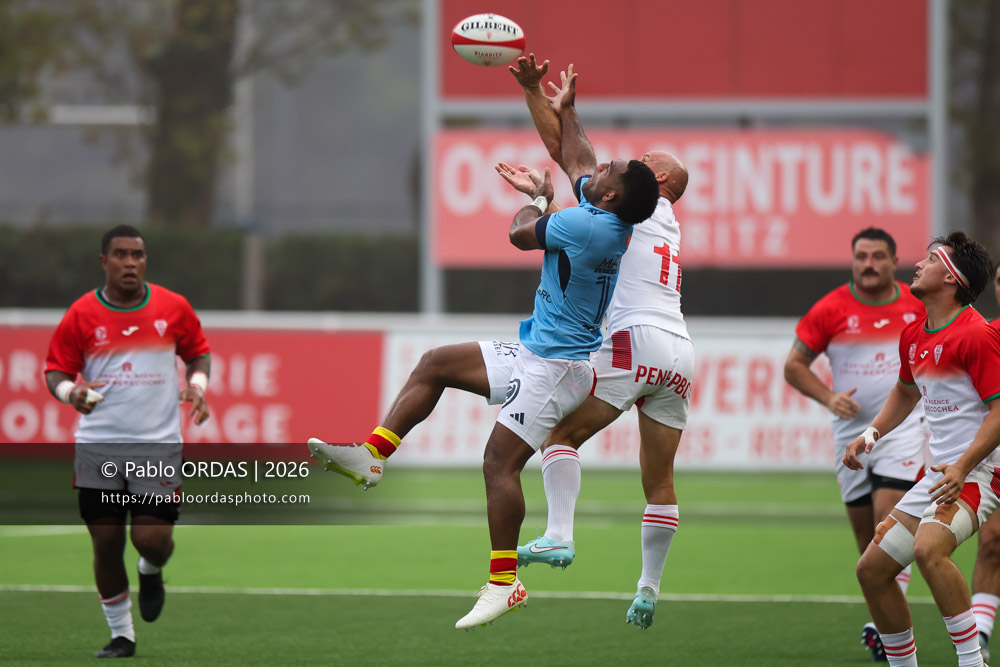 Sevu Reece, lors du match amical entre le Biarritz olympique et Perpignan, le 14 août 2026 au stade Aguiléra de Biarritz, France (Photo Pablo ORDAS)