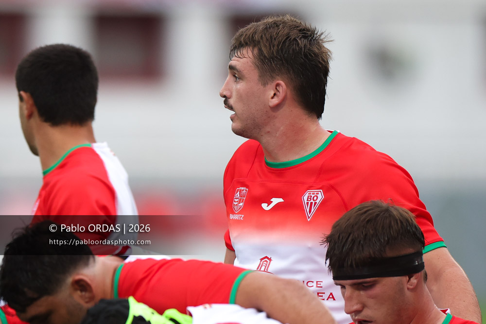 Baptiste Britz, lors du match amical entre le Biarritz olympique et Perpignan, le 14 août 2026 au stade Aguiléra de Biarritz, France (Photo Pablo ORDAS)