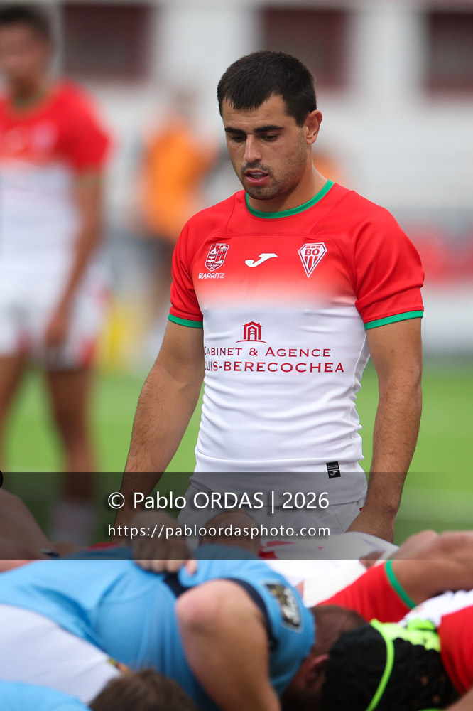 Kerman Aurrekoetxea, lors du match amical entre le Biarritz olympique et Perpignan, le 14 août 2026 au stade Aguiléra de Biarritz, France (Photo Pablo ORDAS)
