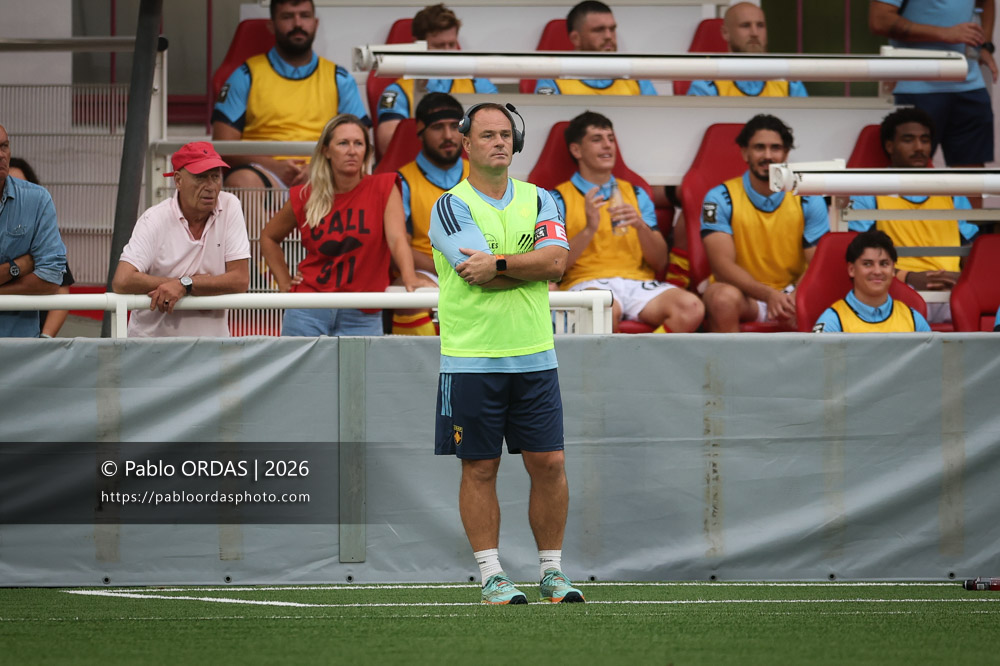 Nicolas Nadau, lors du match amical entre le Biarritz olympique et Perpignan, le 14 août 2026 au stade Aguiléra de Biarritz, France (Photo Pablo ORDAS)