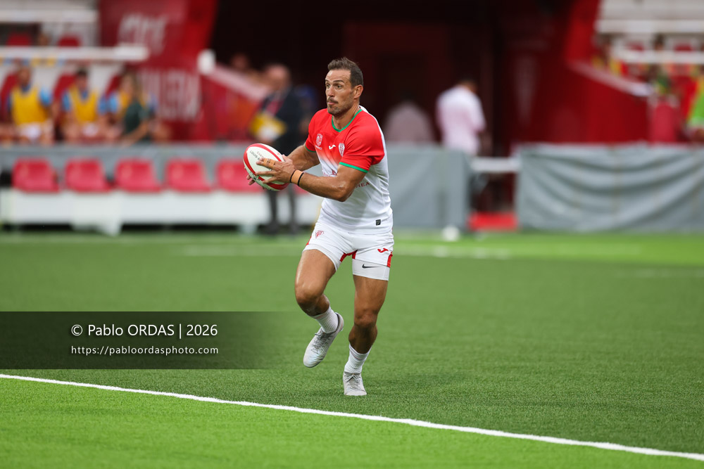 Kylian Jaminet, lors du match amical entre le Biarritz olympique et Perpignan, le 14 août 2026 au stade Aguiléra de Biarritz, France (Photo Pablo ORDAS)