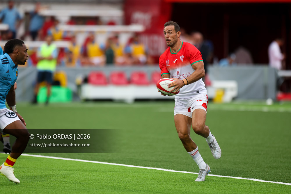 Kylian Jaminet, lors du match amical entre le Biarritz olympique et Perpignan, le 14 août 2026 au stade Aguiléra de Biarritz, France (Photo Pablo ORDAS)