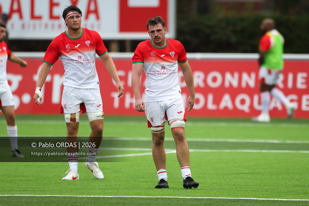 Baptiste Britz, lors du match amical entre le Biarritz olympique et Perpignan, le 14 août 2026 au stade Aguiléra de Biarritz, France (Photo Pablo ORDAS)