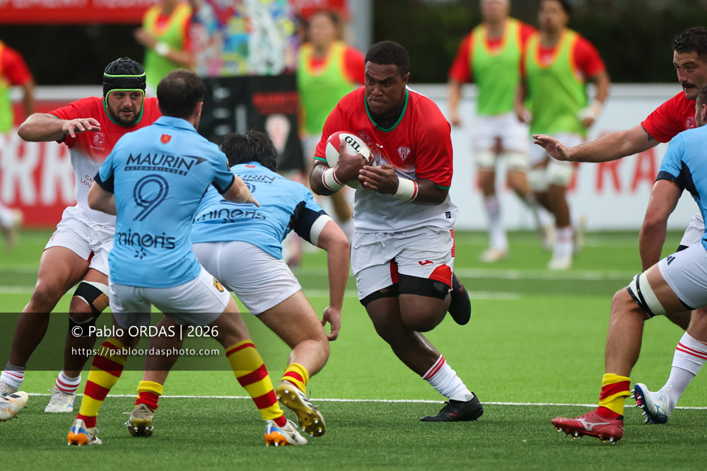 Johnny Dyer, lors du match amical entre le Biarritz olympique et Perpignan, le 14 août 2026 au stade Aguiléra de Biarritz, France (Photo Pablo ORDAS)