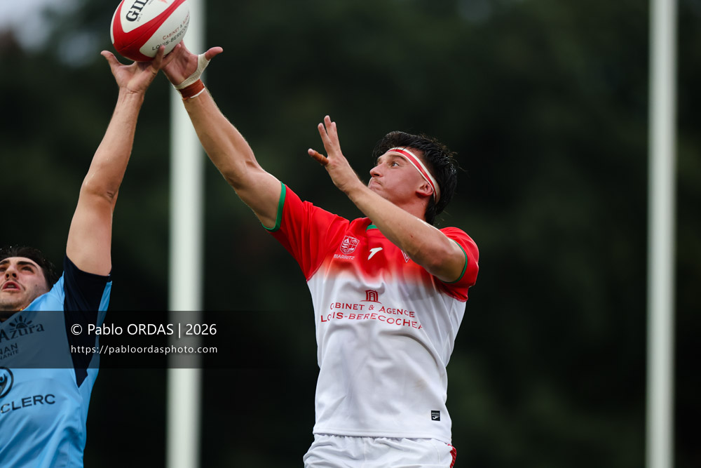 Andrea Sacco, lors du match amical entre le Biarritz olympique et Perpignan, le 14 août 2026 au stade Aguiléra de Biarritz, France (Photo Pablo ORDAS)