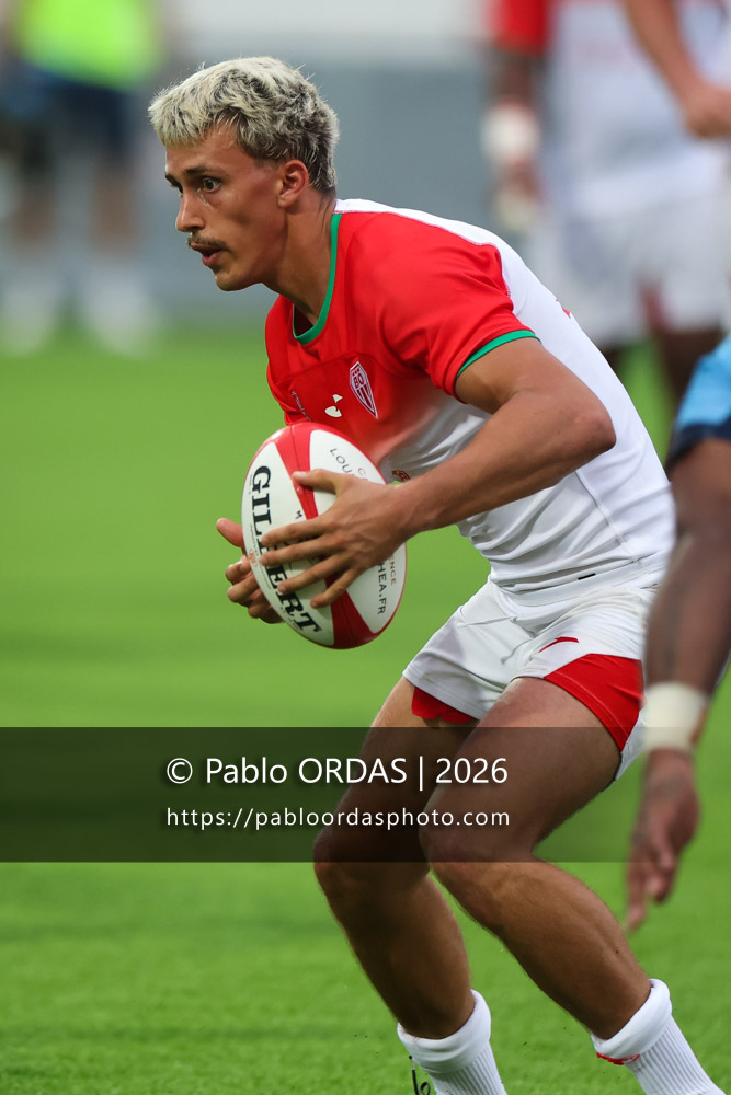 Carlo Mignot, lors du match amical entre le Biarritz olympique et Perpignan, le 14 août 2026 au stade Aguiléra de Biarritz, France (Photo Pablo ORDAS)