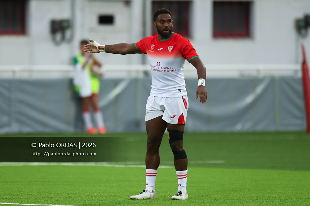 Mosese Dawai, lors du match amical entre le Biarritz olympique et Perpignan, le 14 août 2026 au stade Aguiléra de Biarritz, France (Photo Pablo ORDAS)