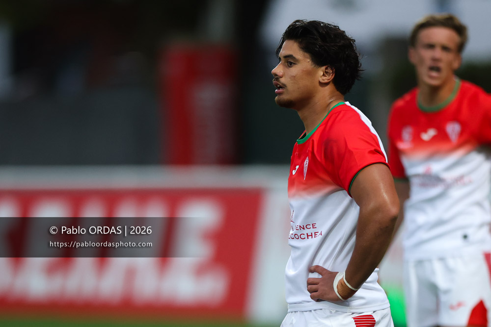 Yoni Tuataane, lors du match amical entre le Biarritz olympique et Perpignan, le 14 août 2026 au stade Aguiléra de Biarritz, France (Photo Pablo ORDAS)