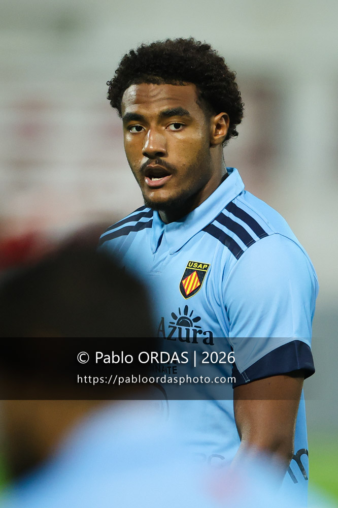 Simon Taty, lors du match amical entre le Biarritz olympique et Perpignan, le 14 août 2026 au stade Aguiléra de Biarritz, France (Photo Pablo ORDAS)