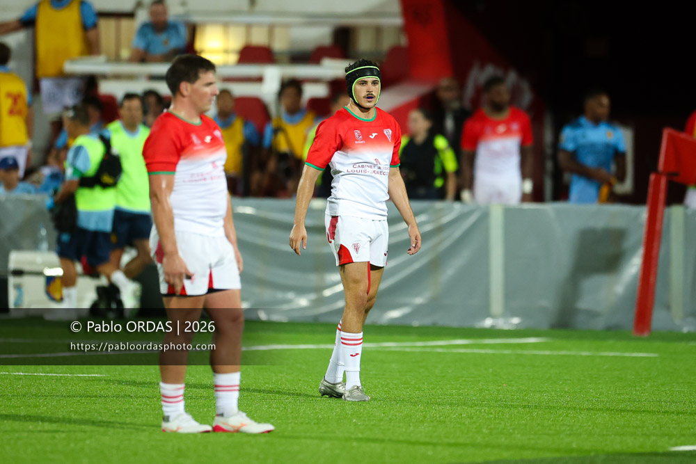 Thomas Bidabé, lors du match amical entre le Biarritz olympique et Perpignan, le 14 août 2026 au stade Aguiléra de Biarritz, France (Photo Pablo ORDAS)