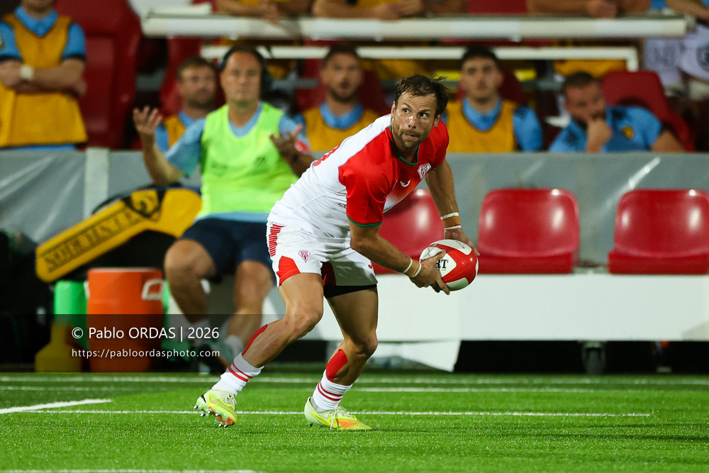 Yann Lesgourgues, lors du match amical entre le Biarritz olympique et Perpignan, le 14 août 2026 au stade Aguiléra de Biarritz, France (Photo Pablo ORDAS)