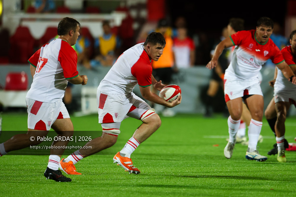 Ellande Sanderson, lors du match amical entre le Biarritz olympique et Perpignan, le 14 août 2026 au stade Aguiléra de Biarritz, France (Photo Pablo ORDAS)