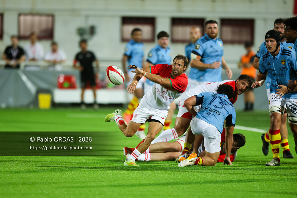 Yann Lesgourgues, lors du match amical entre le Biarritz olympique et Perpignan, le 14 août 2026 au stade Aguiléra de Biarritz, France (Photo Pablo ORDAS)