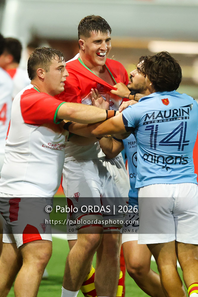 Ellande Sanderson, lors du match amical entre le Biarritz olympique et Perpignan, le 14 août 2026 au stade Aguiléra de Biarritz, France (Photo Pablo ORDAS)