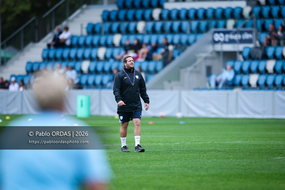 Camille Lopez, lors du match amical entre l'Aviron bayonnais et le Biarritz olympique, le 20 août 2026 au stade Jean Dauger de Bayonne, France (Photo Pablo ORDAS)