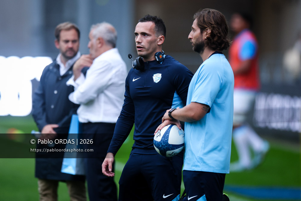 Nicolas Champres, lors du match amical entre l'Aviron bayonnais et le Biarritz olympique, le 20 août 2026 au stade Jean Dauger de Bayonne, France (Photo Pablo ORDAS)