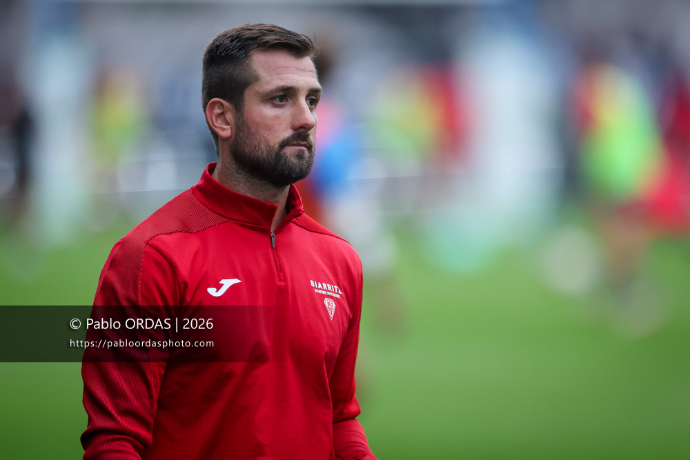 Ilian Perraux, lors du match amical entre l'Aviron bayonnais et le Biarritz olympique, le 20 août 2026 au stade Jean Dauger de Bayonne, France (Photo Pablo ORDAS)