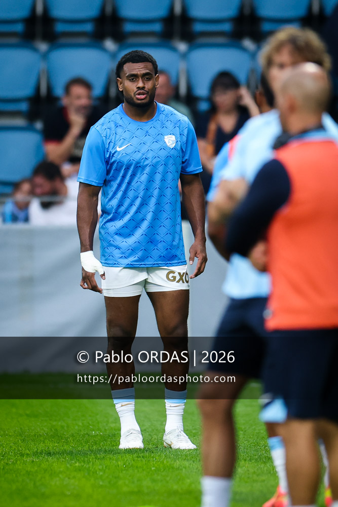 Viliame Tutuvuli, lors du match amical entre l'Aviron bayonnais et le Biarritz olympique, le 20 août 2026 au stade Jean Dauger de Bayonne, France (Photo Pablo ORDAS)