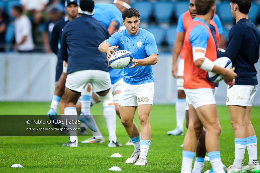 Baptiste Tilloles, lors du match amical entre l'Aviron bayonnais et le Biarritz olympique, le 20 août 2026 au stade Jean Dauger de Bayonne, France (Photo Pablo ORDAS)