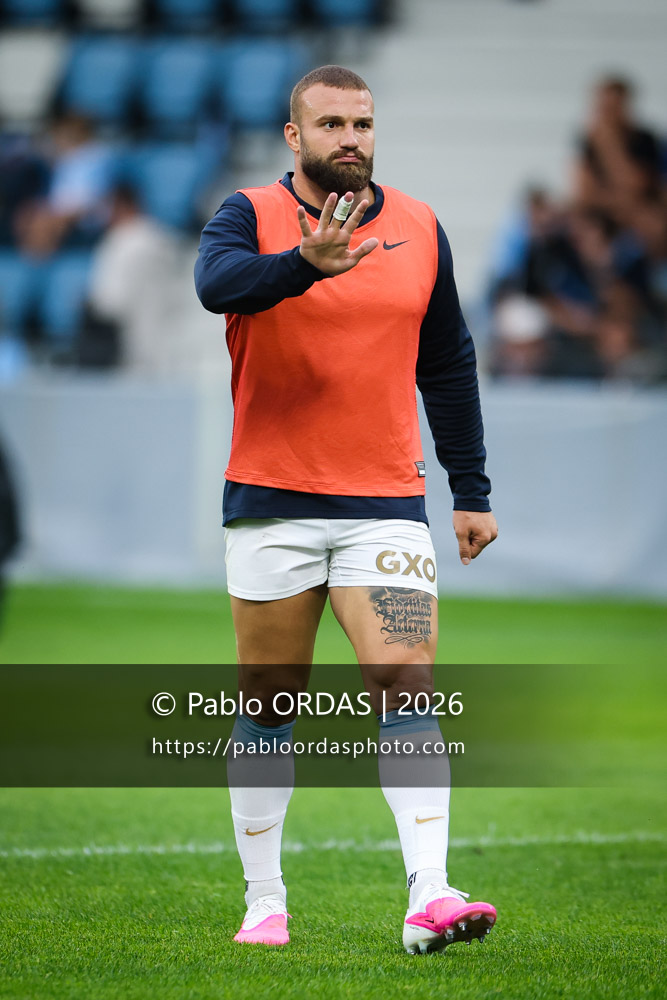 Federico Mori, lors du match amical entre l'Aviron bayonnais et le Biarritz olympique, le 20 août 2026 au stade Jean Dauger de Bayonne, France (Photo Pablo ORDAS)