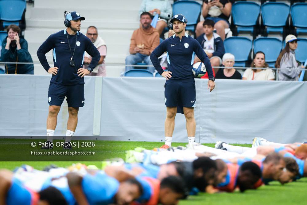 Nick Abendanon, lors du match amical entre l'Aviron bayonnais et le Biarritz olympique, le 20 août 2026 au stade Jean Dauger de Bayonne, France (Photo Pablo ORDAS)