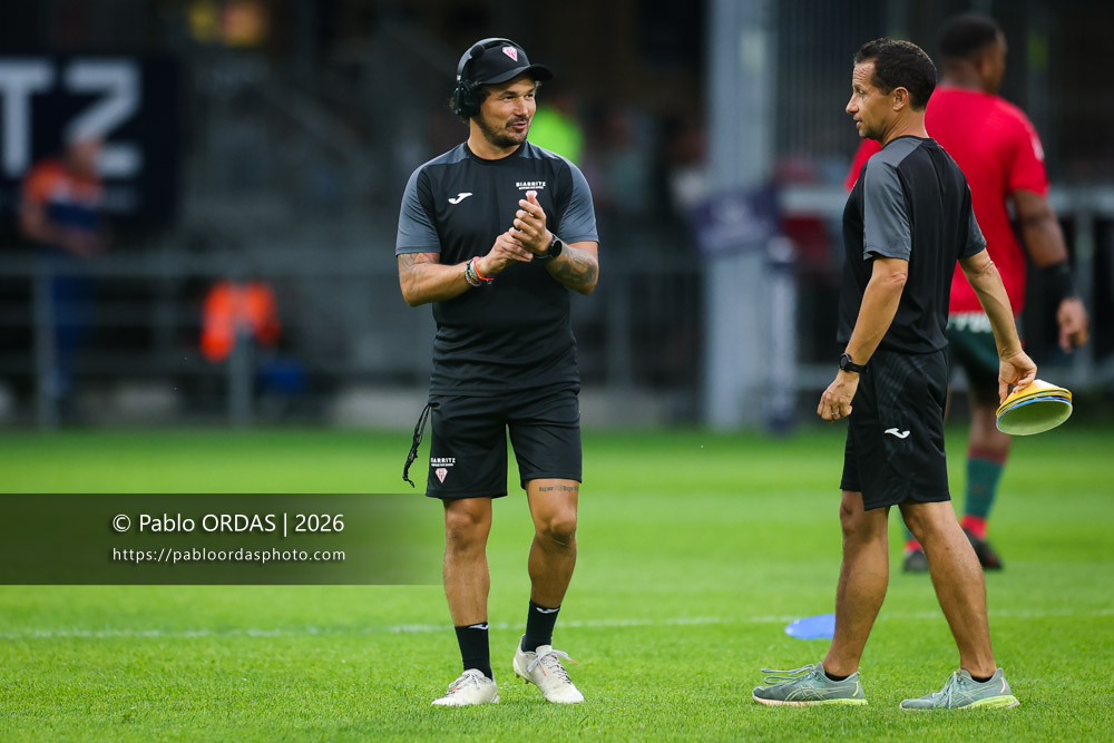 Boris Bouhraoua, lors du match amical entre l'Aviron bayonnais et le Biarritz olympique, le 20 août 2026 au stade Jean Dauger de Bayonne, France (Photo Pablo ORDAS)