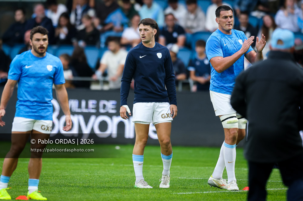 Bastien Rasal, lors du match amical entre l'Aviron bayonnais et le Biarritz olympique, le 20 août 2026 au stade Jean Dauger de Bayonne, France (Photo Pablo ORDAS)