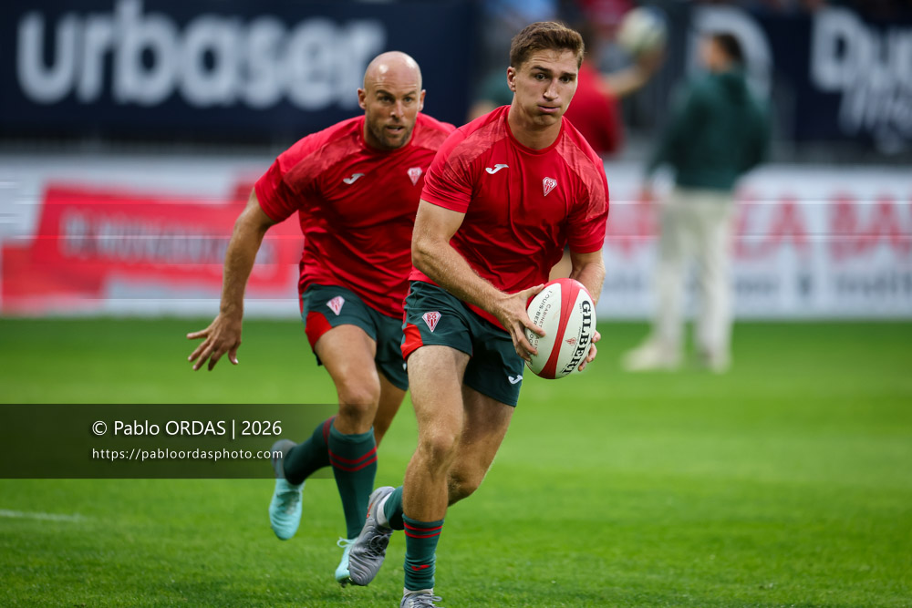 Thomas Dolhagaray, lors du match amical entre l'Aviron bayonnais et le Biarritz olympique, le 20 août 2026 au stade Jean Dauger de Bayonne, France (Photo Pablo ORDAS)