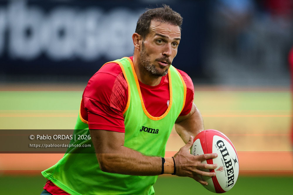 Kylian Jaminet, lors du match amical entre l'Aviron bayonnais et le Biarritz olympique, le 20 août 2026 au stade Jean Dauger de Bayonne, France (Photo Pablo ORDAS)