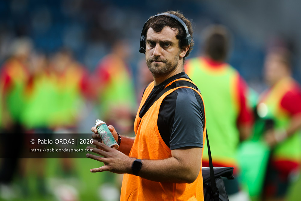 Joan Ascaso, lors du match amical entre l'Aviron bayonnais et le Biarritz olympique, le 20 août 2026 au stade Jean Dauger de Bayonne, France (Photo Pablo ORDAS)