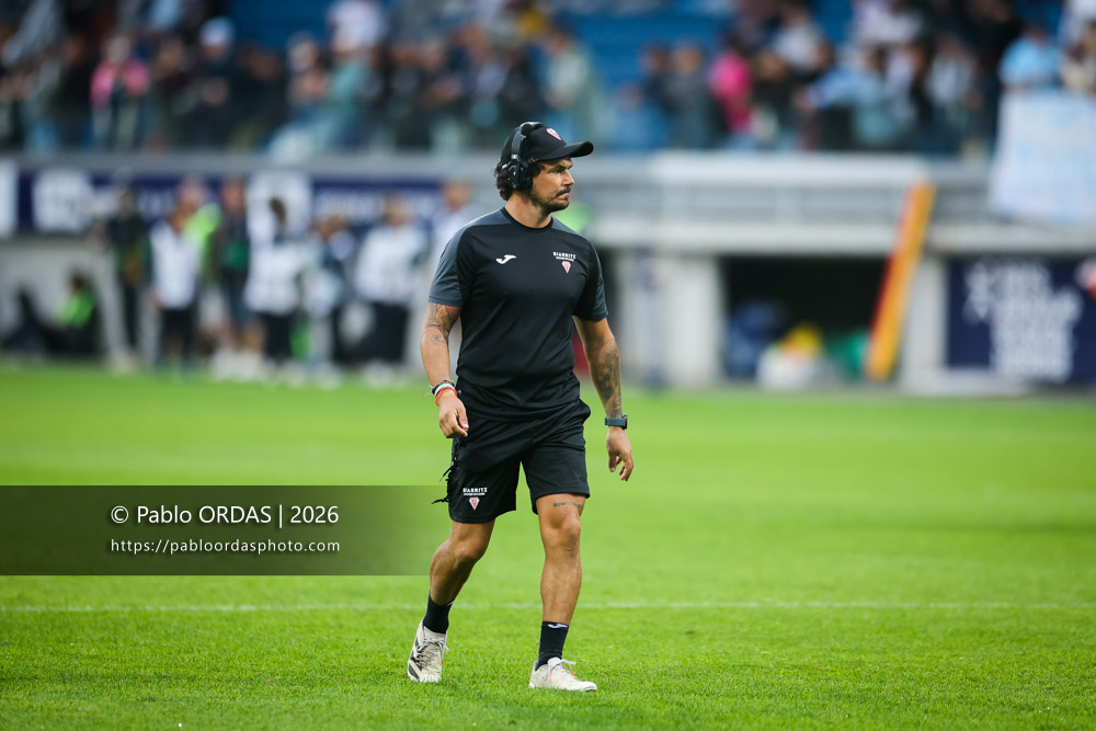 Boris Bouhraoua, lors du match amical entre l'Aviron bayonnais et le Biarritz olympique, le 20 août 2026 au stade Jean Dauger de Bayonne, France (Photo Pablo ORDAS)