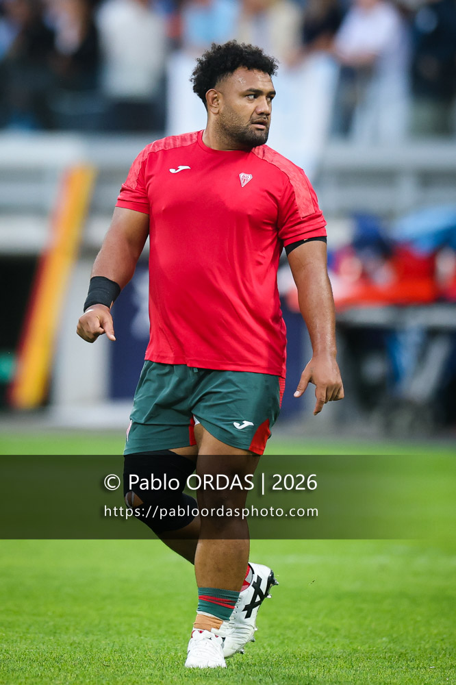 Sione Vailanu, lors du match amical entre l'Aviron bayonnais et le Biarritz olympique, le 20 août 2026 au stade Jean Dauger de Bayonne, France (Photo Pablo ORDAS)