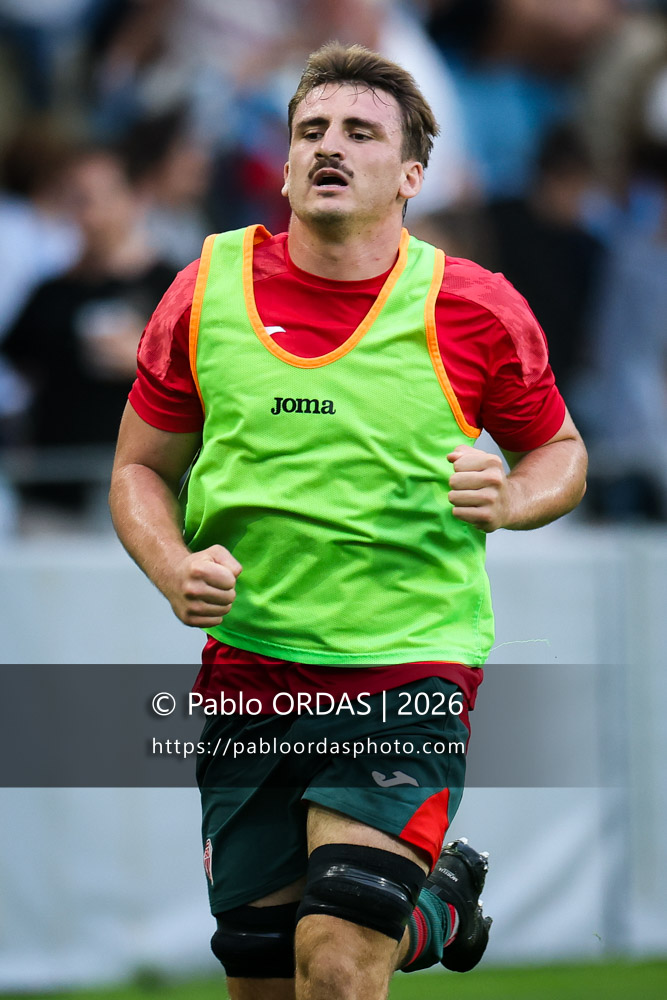Baptiste Britz, lors du match amical entre l'Aviron bayonnais et le Biarritz olympique, le 20 août 2026 au stade Jean Dauger de Bayonne, France (Photo Pablo ORDAS)