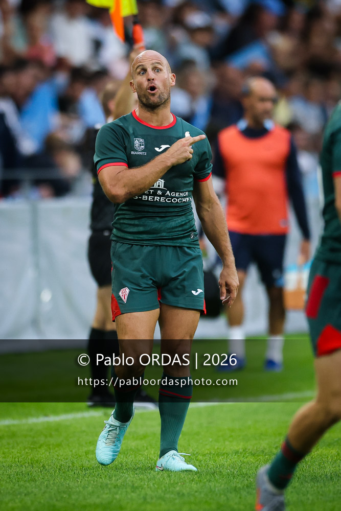 Mathieu Acebes, lors du match amical entre l'Aviron bayonnais et le Biarritz olympique, le 20 août 2026 au stade Jean Dauger de Bayonne, France (Photo Pablo ORDAS)