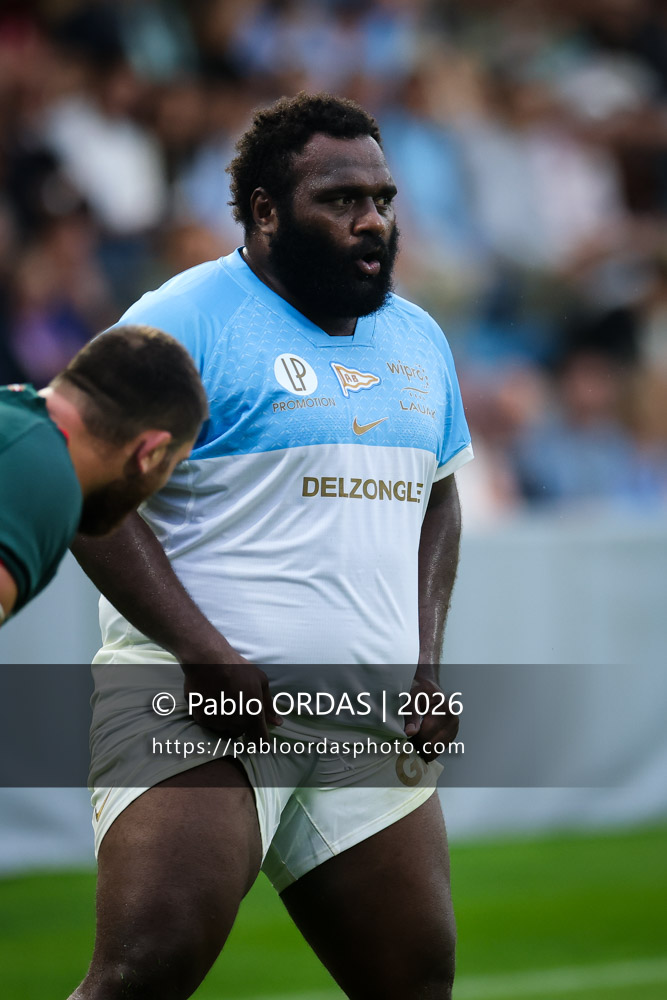 Luke Tagi, lors du match amical entre l'Aviron bayonnais et le Biarritz olympique, le 20 août 2026 au stade Jean Dauger de Bayonne, France (Photo Pablo ORDAS)