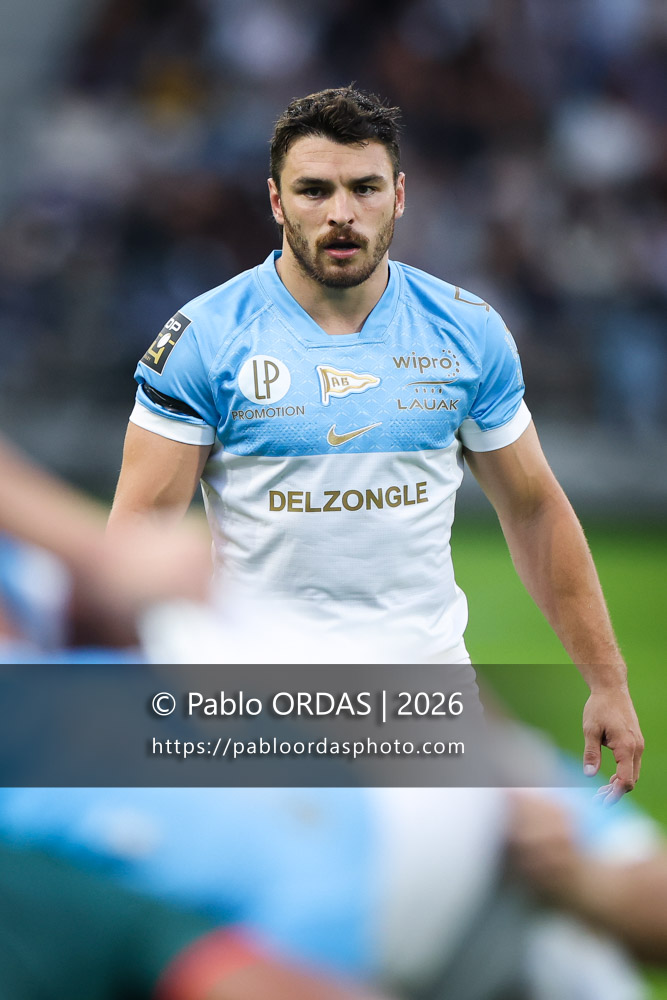 Mateo Carreras, lors du match amical entre l'Aviron bayonnais et le Biarritz olympique, le 20 août 2026 au stade Jean Dauger de Bayonne, France (Photo Pablo ORDAS)