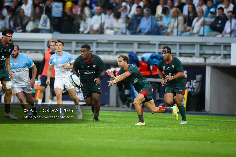 Yann Lesgourgues, lors du match amical entre l'Aviron bayonnais et le Biarritz olympique, le 20 août 2026 au stade Jean Dauger de Bayonne, France (Photo Pablo ORDAS)
