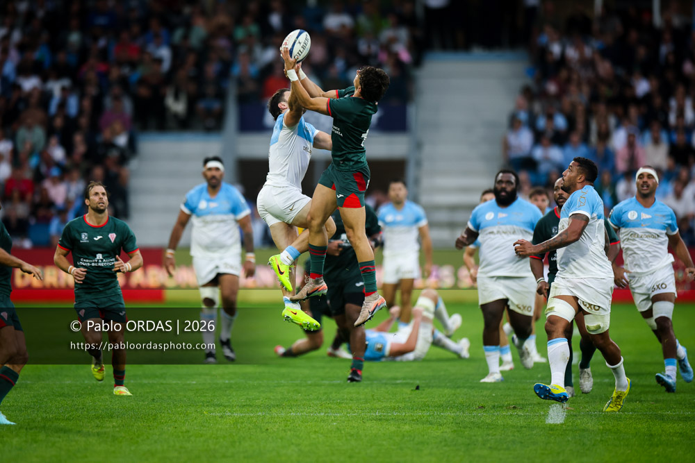 Baptiste Fariscot, lors du match amical entre l'Aviron bayonnais et le Biarritz olympique, le 20 août 2026 au stade Jean Dauger de Bayonne, France (Photo Pablo ORDAS)
